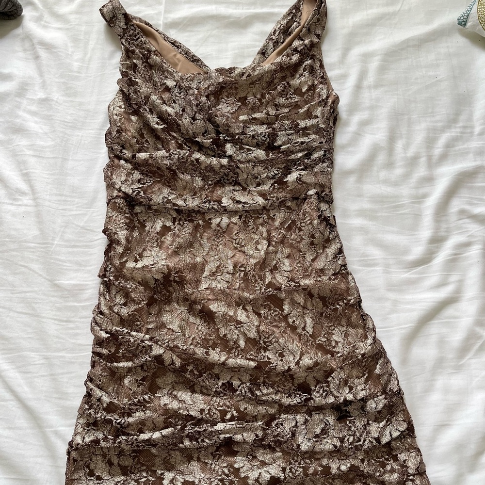 Gold lacy cocktail dress from Express size 6 (runs like 4)